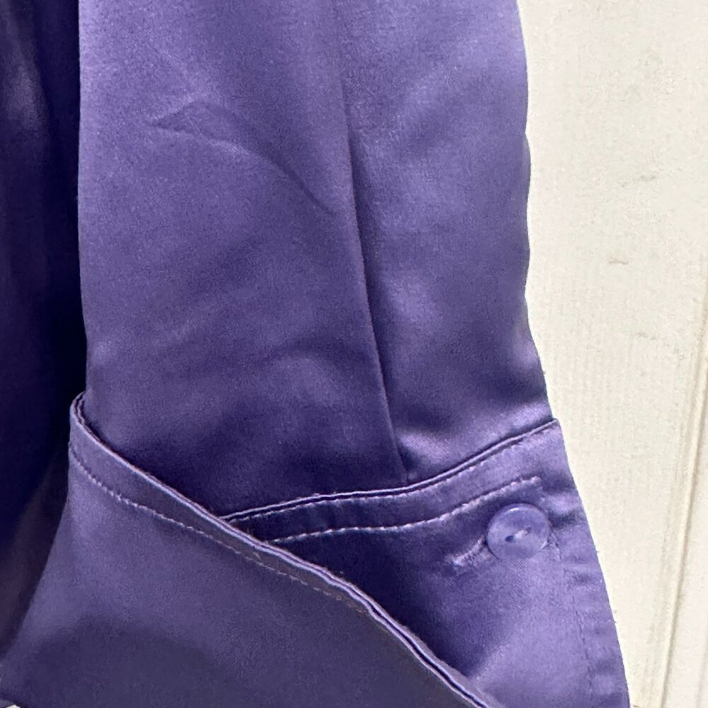 Worthington Women Cuffed Long Sleeve Purple Satin XL - Picture 4 of 10
